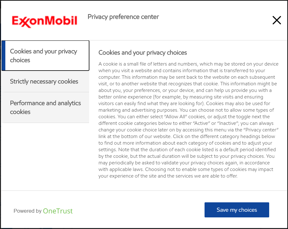 Cookies and privacy settings