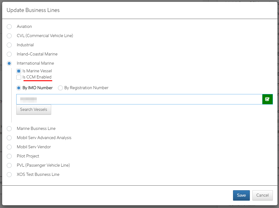 Business Line Configuration - Is CCM Enabled