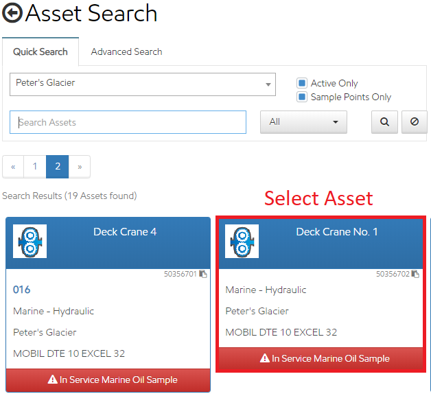 The lube chart asset's card in the Asset Search.